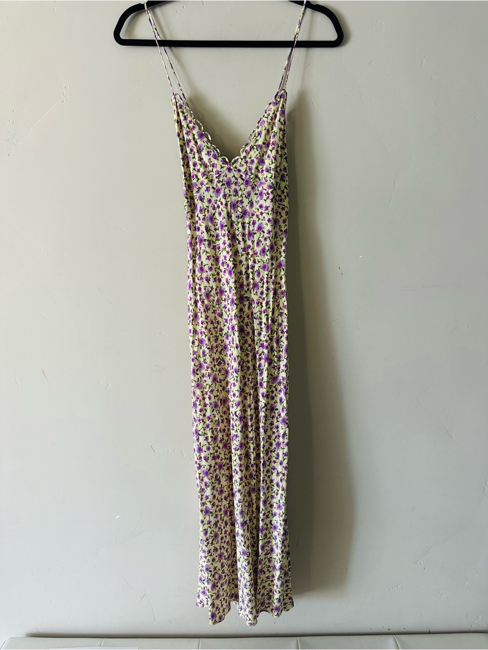 Floral Slip Midi Dress — Purple & Cream